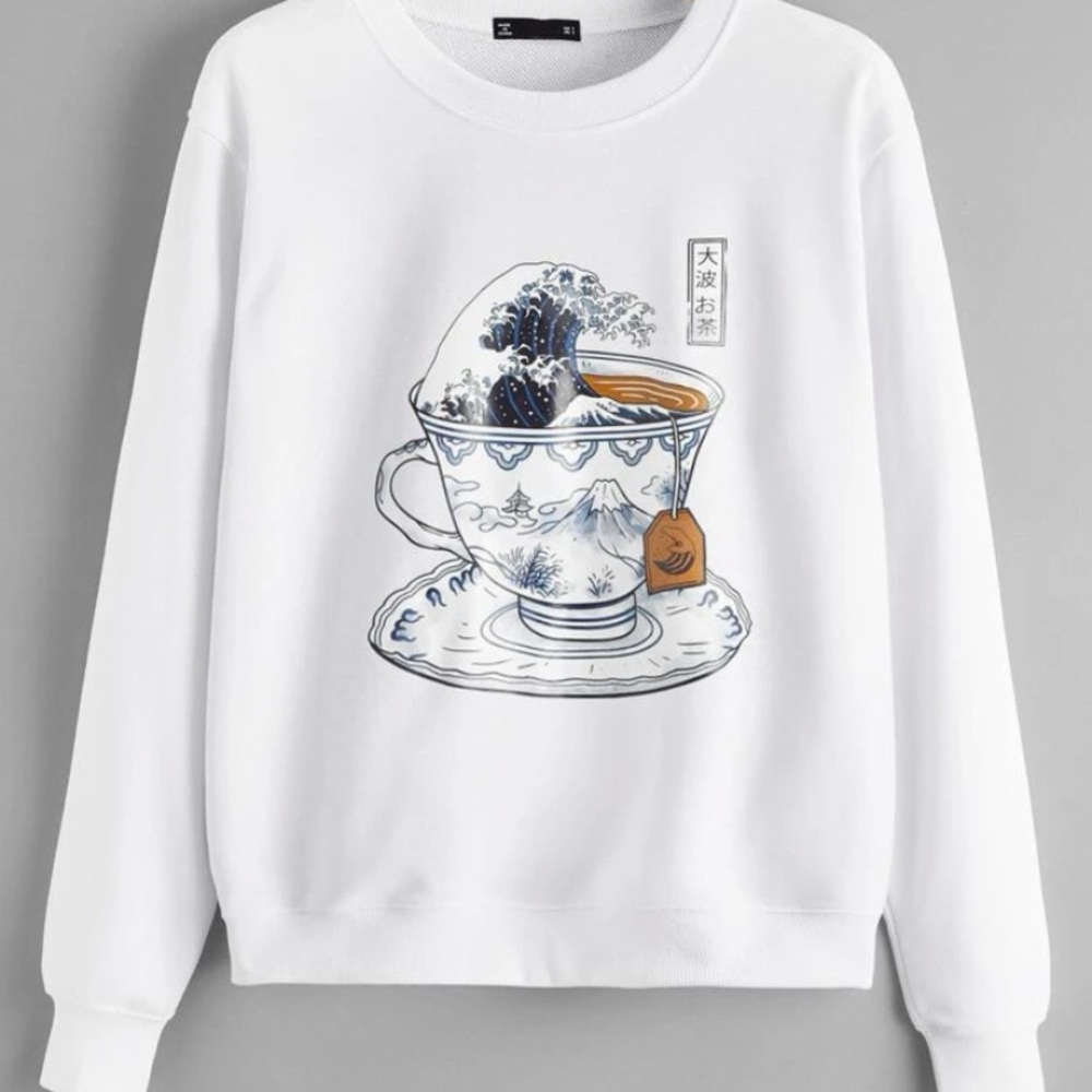 NWOT Printed White Sweatshirt